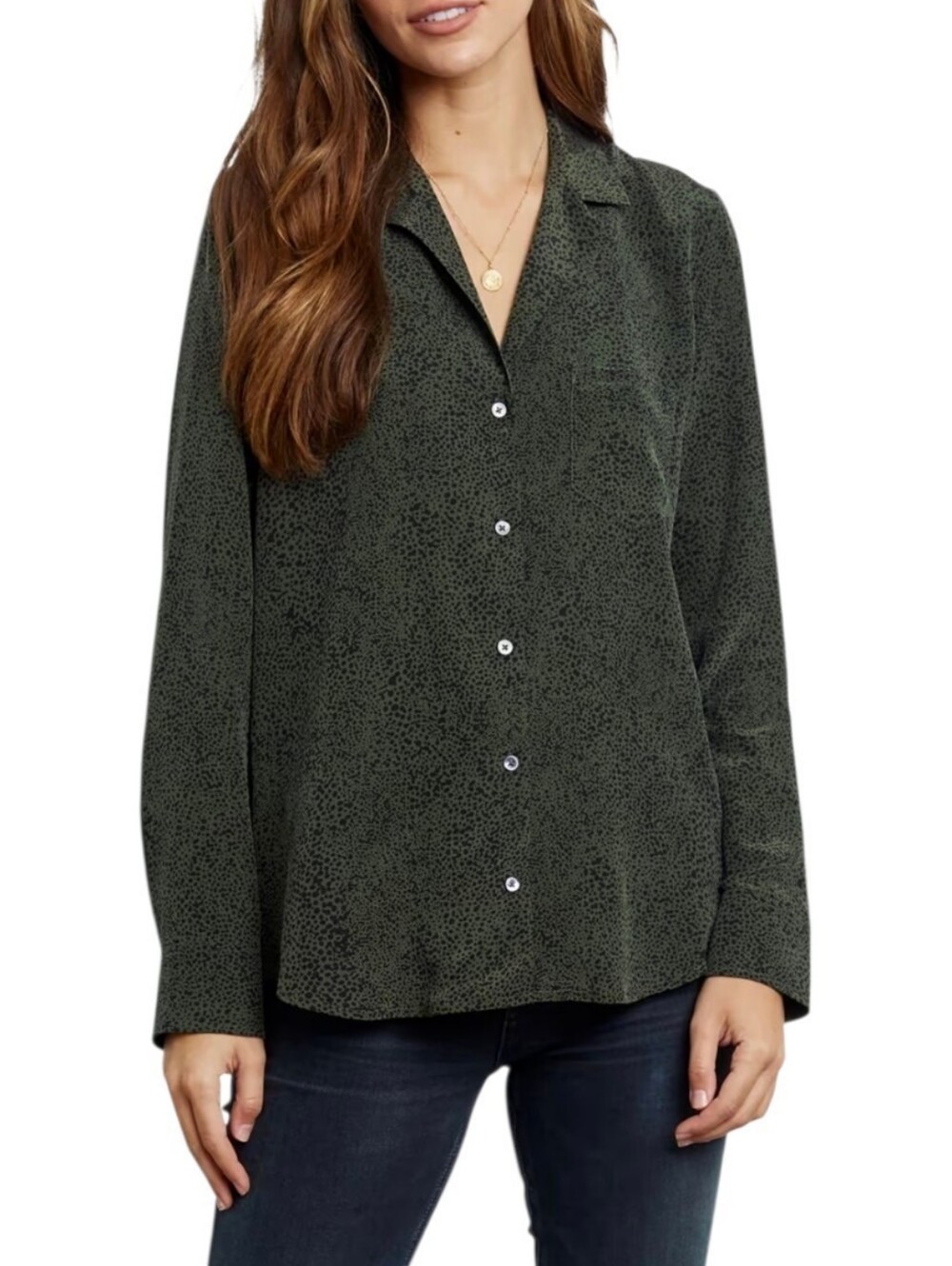 Rails Rebel Olive Speckled Button Down Top